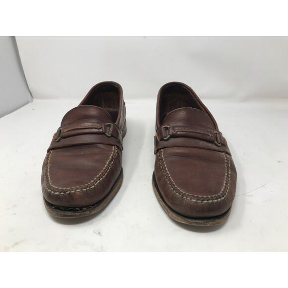 Men's AE By Allen Edmonds Bates Brown Leather Loafer With Front Buckle Size 11 - Picture 2 of 8